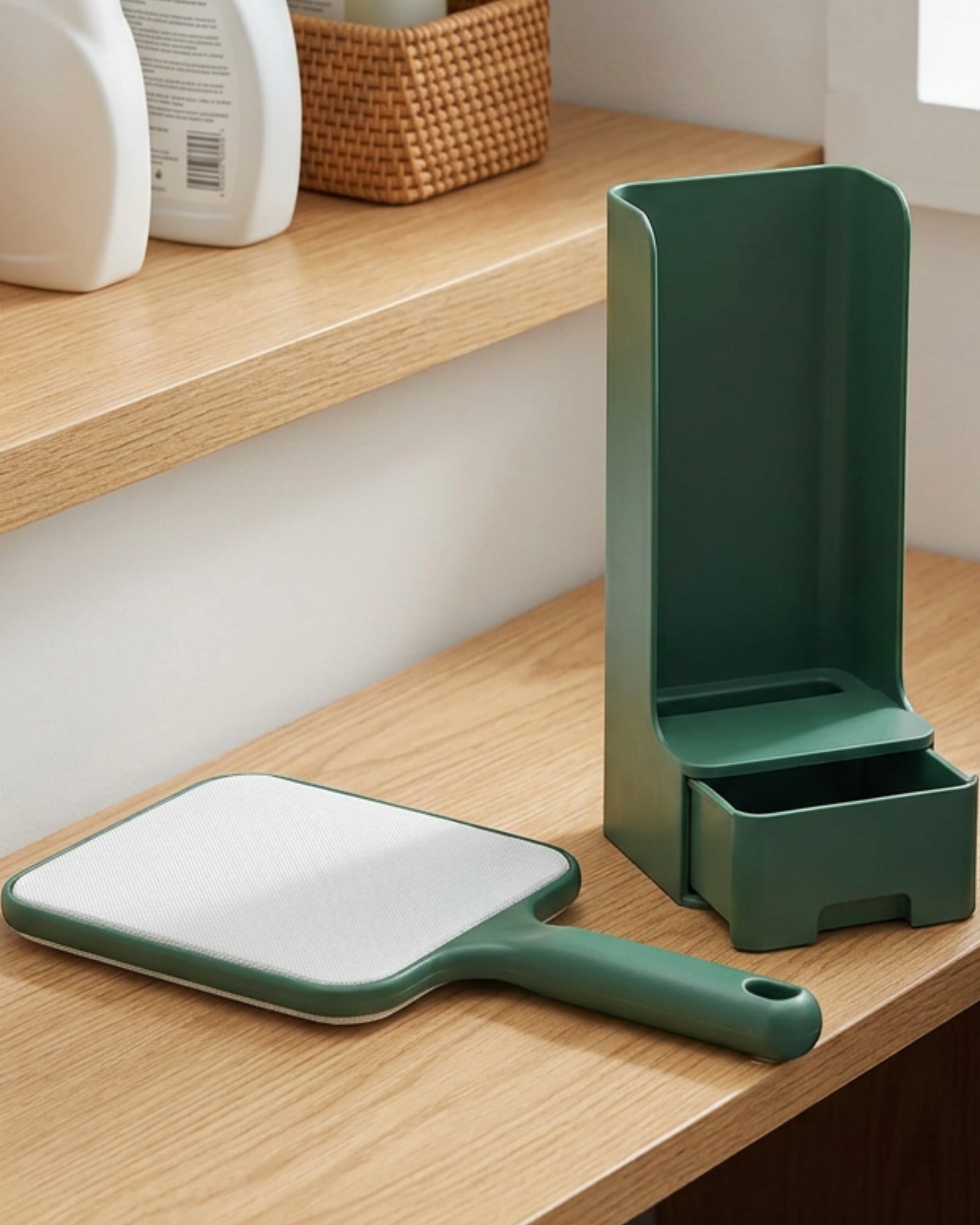 Krovs Dual-Sided Fabric Hair Remover with Cleaning Dock Forest - Lifestyle view